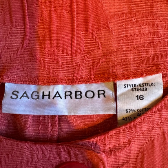 SAG HARBOR Size 10 Women's Solid Pink Blazer 2-Pockets 3-Button Jacket Textured - Picture 13 of 13